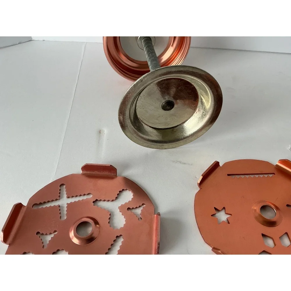 Vintage Cookie Press Decorator Copper Tone 3 Discs Mid-Century‎ Style